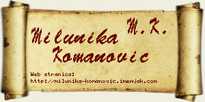 Milunika Komanović vizit kartica